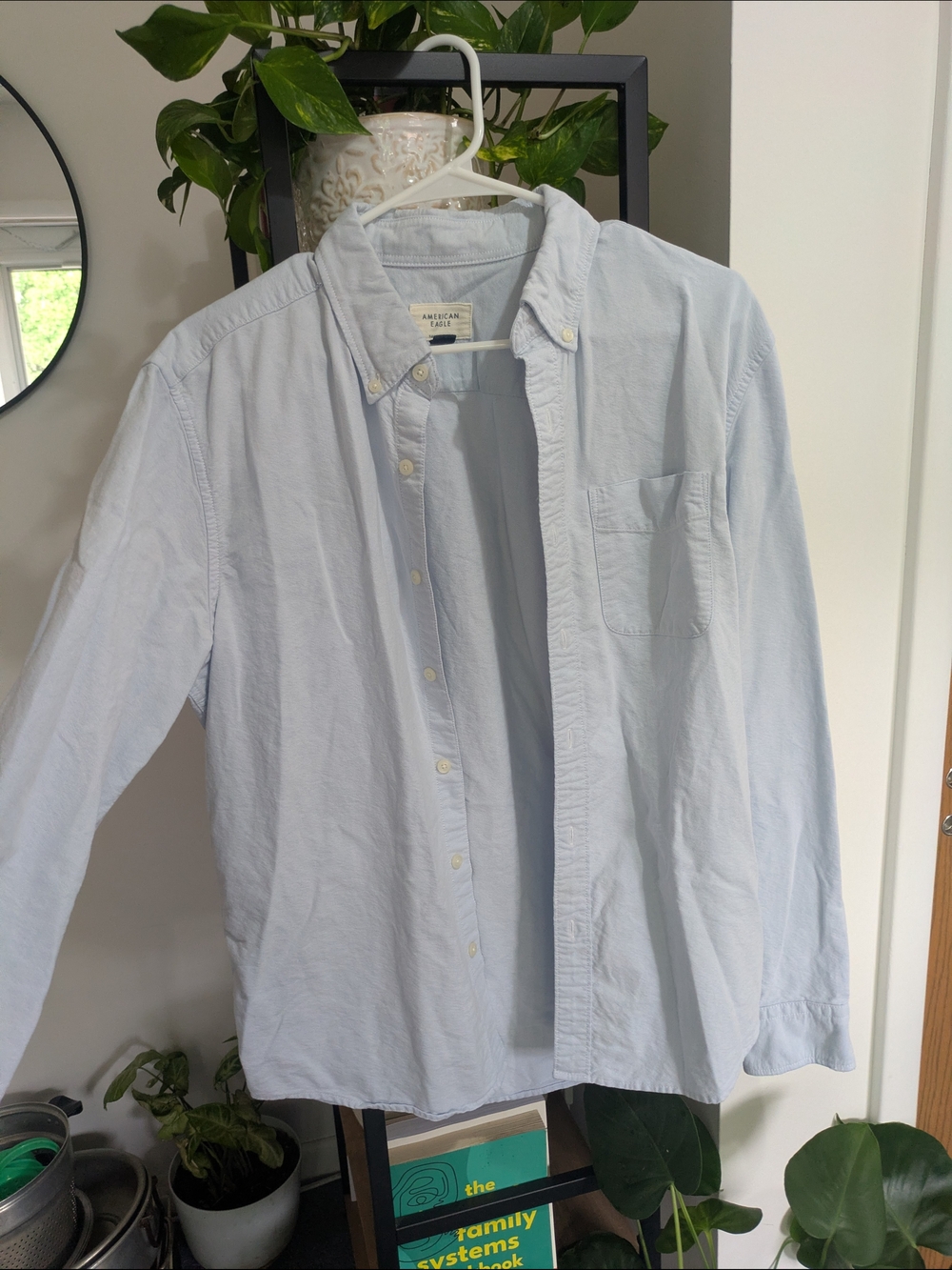 American Eagle Outfitters Light Blue Button-Down Oxford Shirt (Unisex)